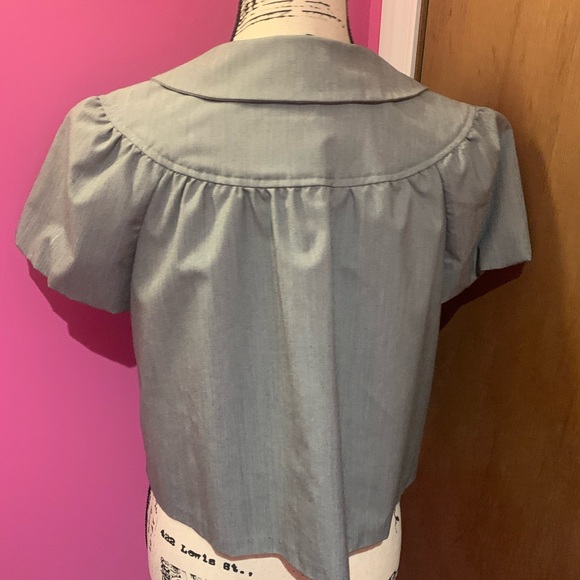 Elegant Gray Women's short sleeved cropped jacket - Picture 6 of 8